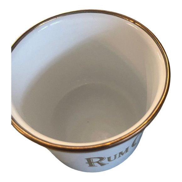Rum Chata Horchata Con Ron White Gold Coffee Tea Mug Cup Enamel - Picture 2 of 3